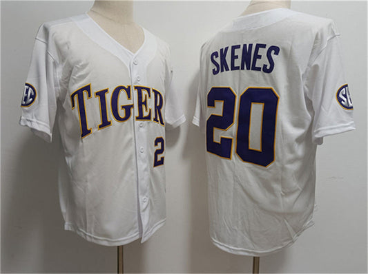 L.Tigers #20 Paul Skenes White 2023 Stitched Baseball Jersey American College Jerseys - Main View
