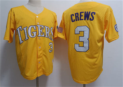 L.Tigers #3 ylan Crews Gold 2023 Stitched Baseball Jersey American College Jerseys - Main View