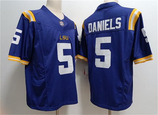 L.Tigers #5 Jayden Daniels Blue Stitched Jersey American College Jerseys - Main View