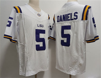 L.Tigers #5 Jayden Daniels White Stitched Jersey American College Jerseys - Main View