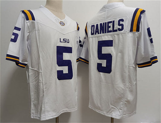 L.Tigers #5 Jayden Daniels White Stitched Jersey American College Jerseys - Main View