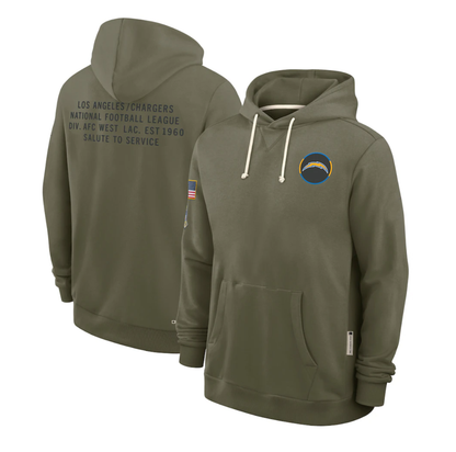 LA.Chargers Olive 2025 Salute to Service Sideline Standard Issue Dri-FIT Hoodie Stitched American Football Jerseys - Main View