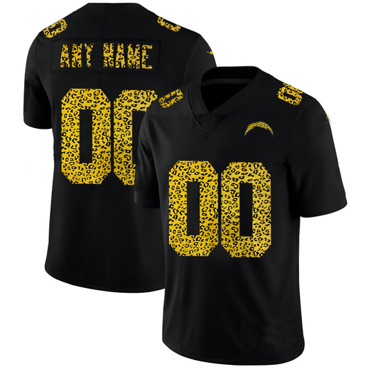 Custom LA.Chargers Leopard Print Fashion Vapor Limited Jersey Black Stitched American Football Jerseys - Main View