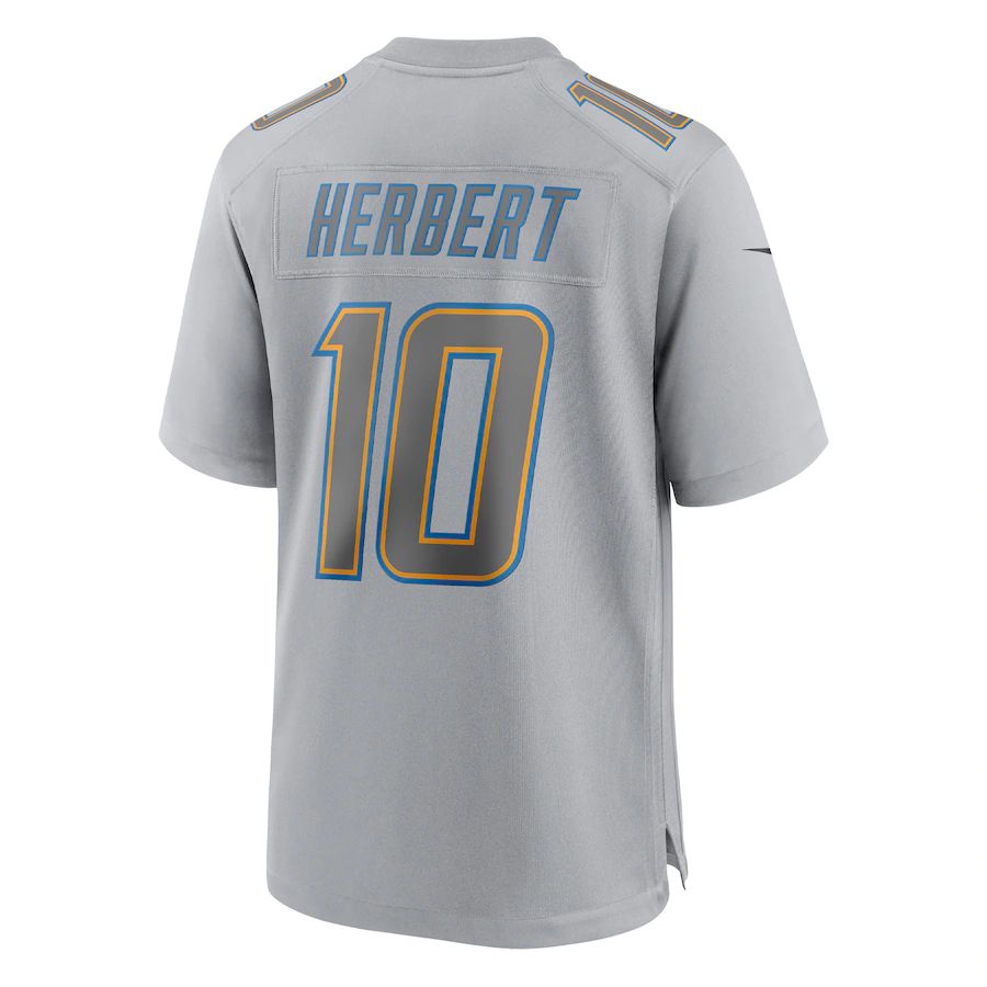 LA.Chargers #10 Justin Herbert Gray Atmosphere Fashion Game Jersey Stitched American Football Jerseys view 2