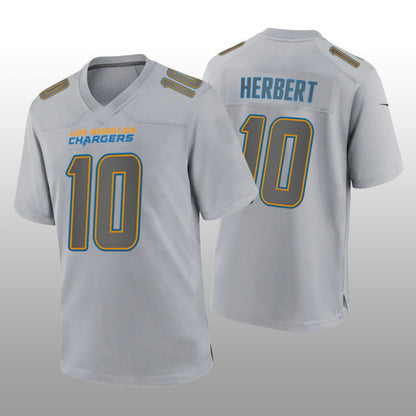LA.Chargers #10 Justin Herbert Gray Atmosphere Fashion Game Jersey Stitched American Football Jerseys - Main View