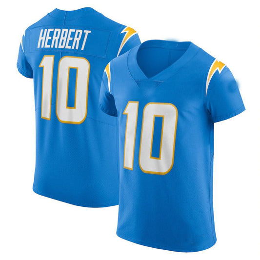 LA.Chargers #10 Justin Herbert Powder Blue Vapor Elite Player Jersey Stitched American Football Jerseys - Main View