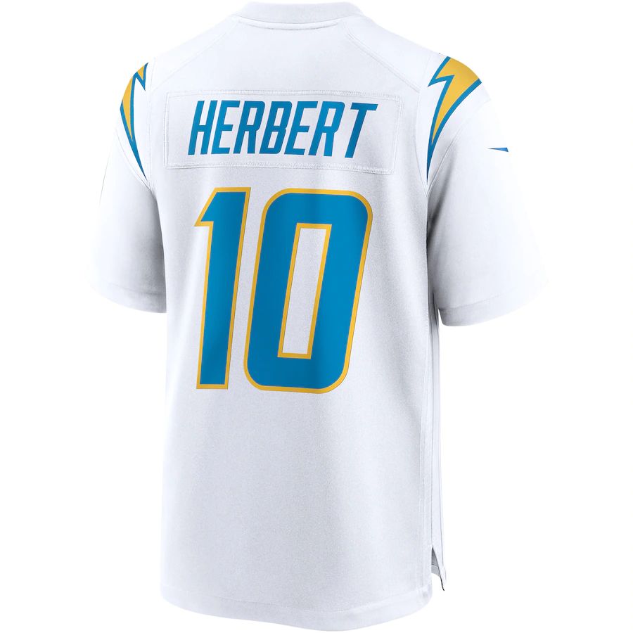 LA.Chargers #10 Justin Herbert White Game Jersey Stitched American Football Jerseys - Main View