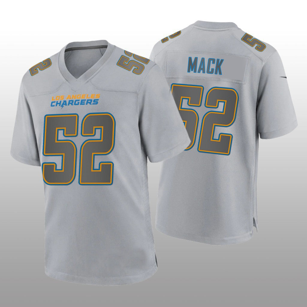 LA.Chargers #52 Khalil Mack Gray Atmosphere Game Jersey Stitched American Football Jerseys - Main View