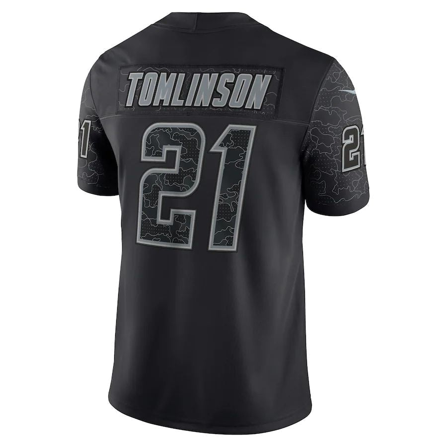 LA.Chargers #21 LaDainian Tomlinson Black Retired Player RFLCTV Limited Jersey Stitched American Football Jerseys - Main View