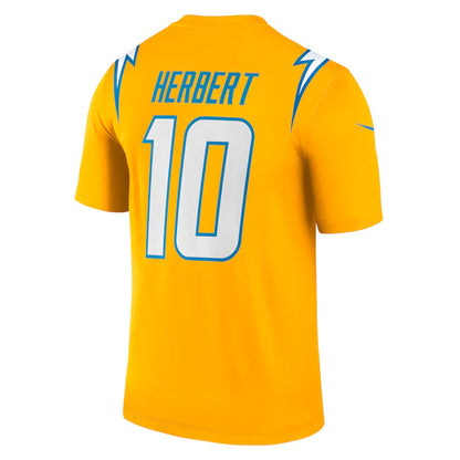 LA.Chargers #10 Justin Herbert Gold Alternate Charger Power Legend Player Performance Top American Football Jerseys - Main View