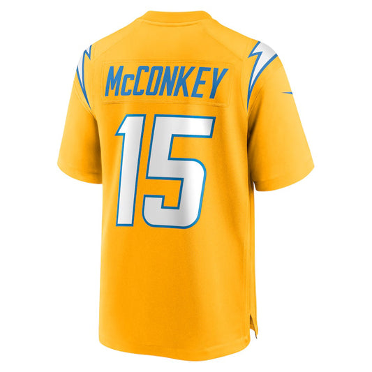 LA.Chargers #15 Ladd McConkey Gold Alternate Charger Power Game Player American Football Jerseys - Main View