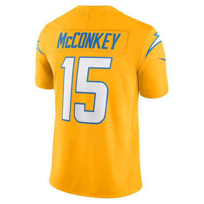 LA.Chargers #15 Ladd McConkey Gold Alternate Charger Power Vapor F.U.S.E. Limited American Football Jerseys - Main View