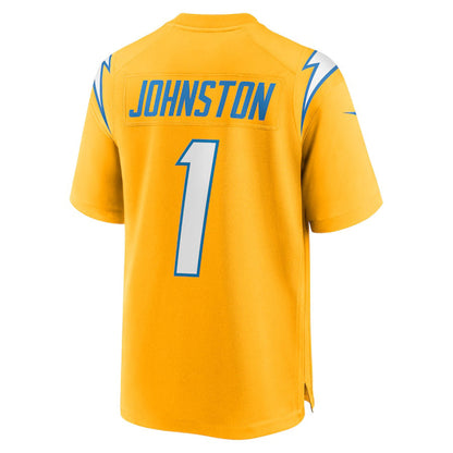 LA.Chargers #1 Quentin Johnston Gold Alternate Charger Power Game Player Stitched American Football Jerseys - Main View