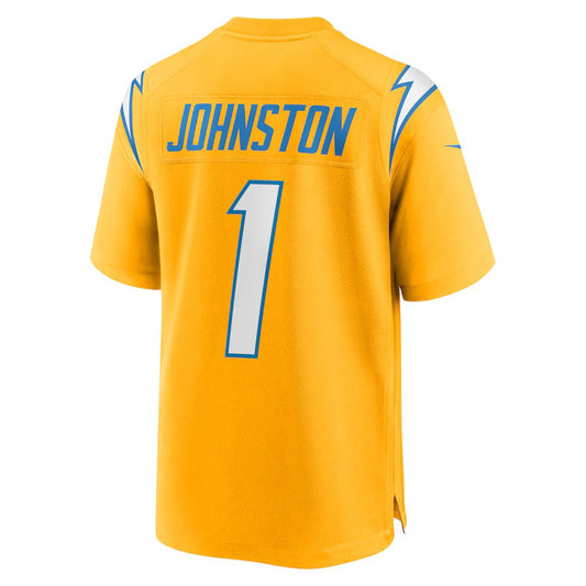LA.Chargers #1 Quentin Johnston Gold Alternate Charger Power Game Player Stitched American Football Jerseys - Main View