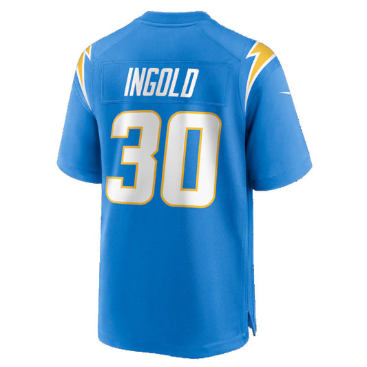 LA.Chargers #30 Alec Ingold Powder Blue Team Game Stitched Football American Jersey - Main View