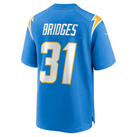 LA.Chargers #31 Trikweze Bridges Powder Blue Team Game Stitched American Football Jerseys - Main View