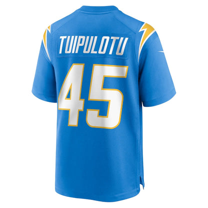 LA.Chargers #45 Tuli Tuipulotu Powder Blue Team Game Stitched American Football Jerseys - Main View