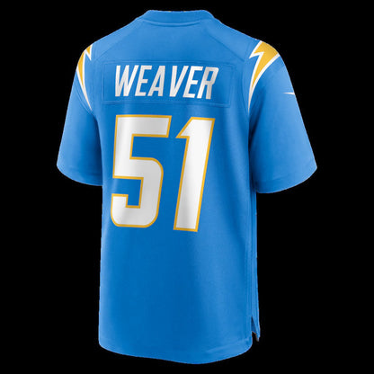 LA.Chargers #51 Rashad Weaver Powder Blue Team Game Stitched American Football Jerseys - Main View
