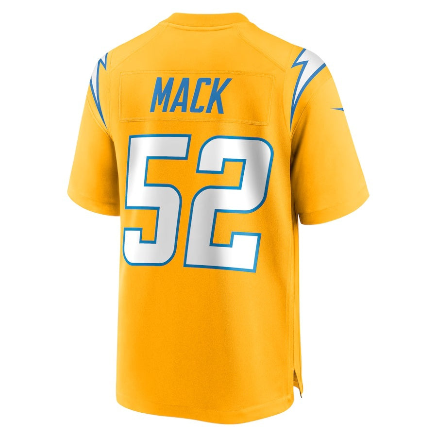 LA.Chargers #52 Khalil Mack Gold Alternate Charger Power Game Player American Football Jerseys - Main View