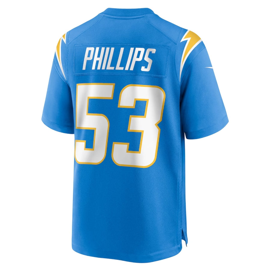 LA.Chargers #53 Del'Shawn Phillips Powder Blue Team Game Stitched American Football Jerseys - Main View