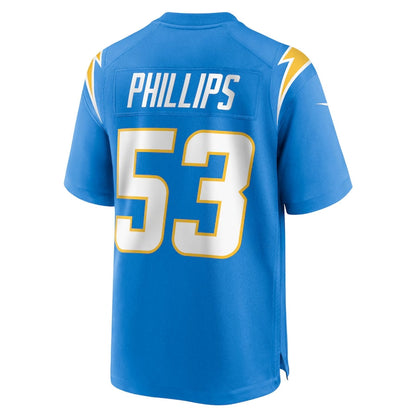LA.Chargers #53 Del'Shawn Phillips Powder Blue Team Game Stitched American Football Jerseys - Main View