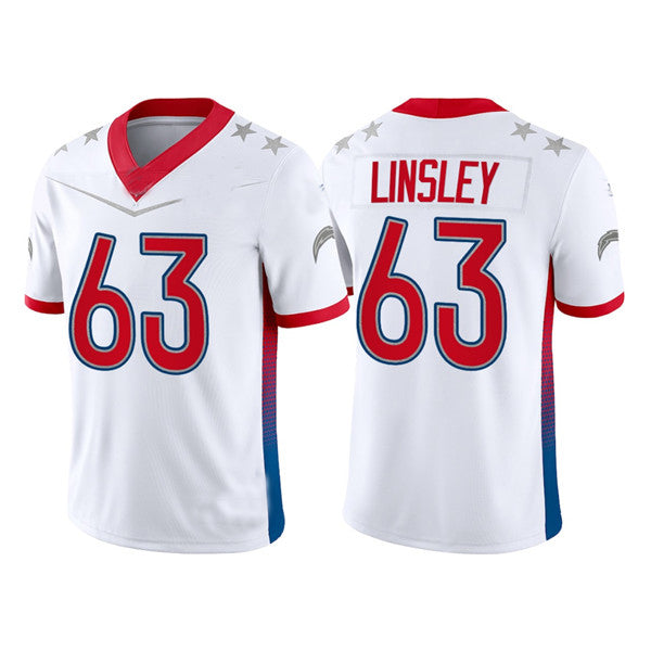 LA.Chargers #63 Corey Linsley 2022 White Pro Bowl Stitched Jersey American Football Jerseys - Main View