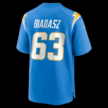 LA.Chargers #63 Tyler Biadasz Powder Blue Team Game Stitched American Football Jerseys - Main View