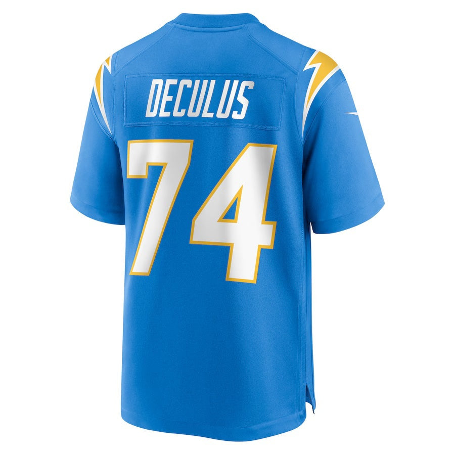 LA.Chargers #74 Austin Deculus Powder Blue Team Game Stitched American Football Jerseys - Main View