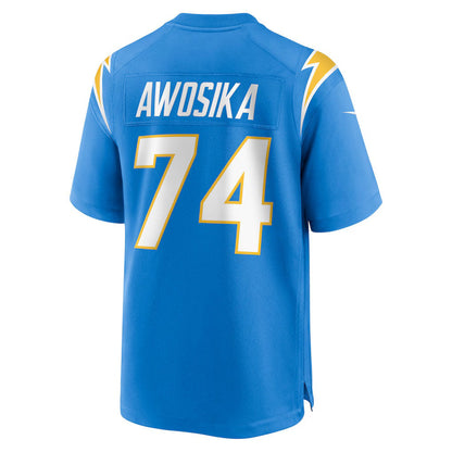 LA.Chargers #74 Kayode Awosika Powder Blue Team Game Stitched Football American Jersey - Main View