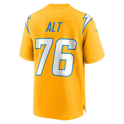 LA.Chargers #76 Joe Alt Gold Alternate Charger Power Game Player American Football Jerseys - Main View