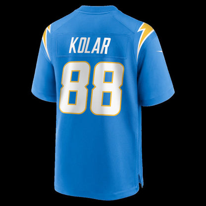 LA.Chargers #88 Charlie Kolar Powder Blue Team Game Stitched American Football Jerseys - Main View