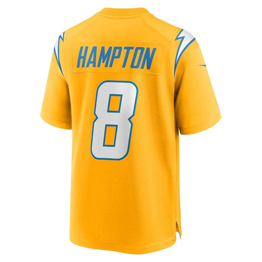 LA.Chargers #8 Omarion Hampton Gold Alternate Charger Power Game Player American Football Jerseys - Main View