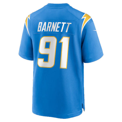 LA.Chargers #91 Nick Barnett Powder Blue Team Game Stitched Football American Jersey - Main View