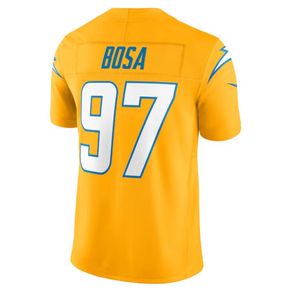 LA.Chargers #97 Joey Bosa Gold Alternate Charger Power Vapor F.U.S.E. Limited American Football Jerseys - Main View