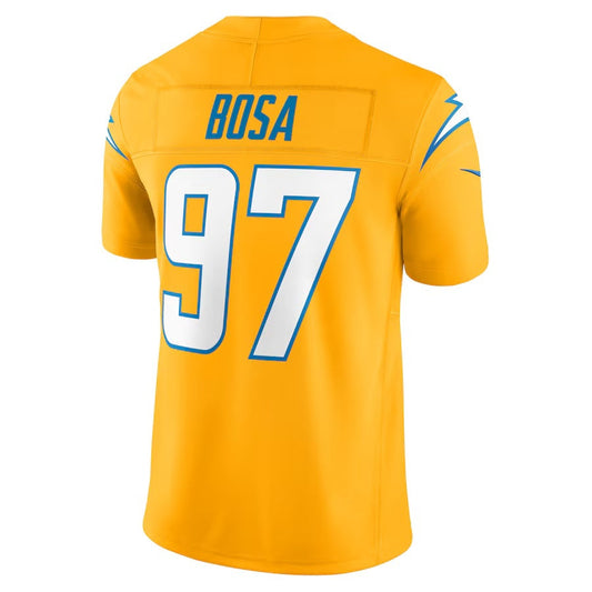 LA.Chargers #97 Joey Bosa Gold Alternate Charger Power Vapor F.U.S.E. Limited American Football Jerseys - Main View