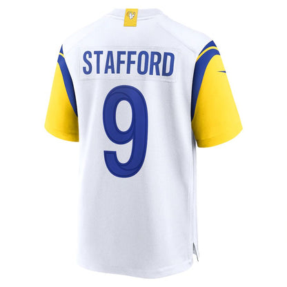 LA,Rams #9 Matthew Stafford White Alternate Player Game Jersey Stitched American Football Jersey - Main View