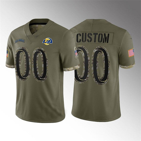 Custom LA.Rams ACTIVE PLAYER 2022 Olive Salute To Service Limited Stitched Jersey Football Jersey - Main View