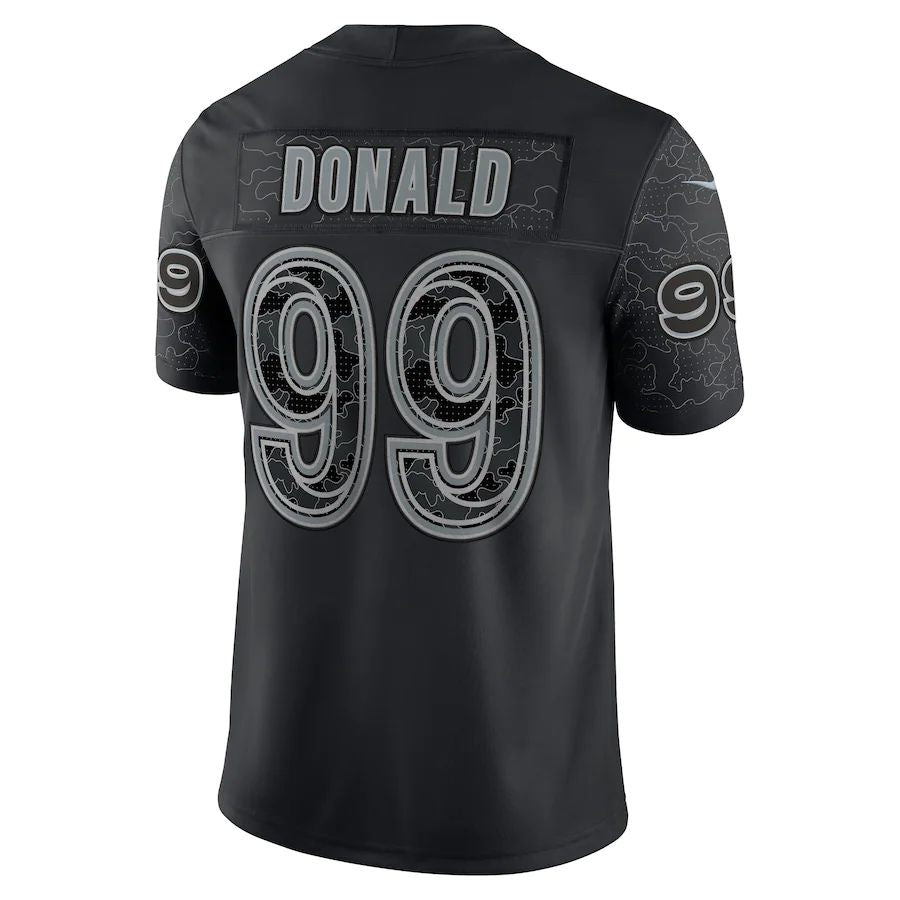 LA.Rams #99 Aaron Donald Black RFLCTV Limited Jersey Stitched American Football Jersey - Main View
