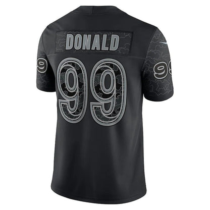 LA.Rams #99 Aaron Donald Black RFLCTV Limited Jersey Stitched American Football Jersey - Main View