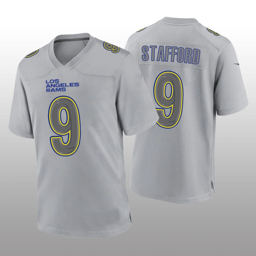 LA.Rams #9 Matthew Stafford Gray Atmosphere Fashion Game Jersey Stitched American Football Jersey - Main View