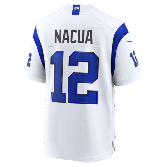 LA.Rams #12 Puka Nacua Fearsome White Game Football Jersey - Main View