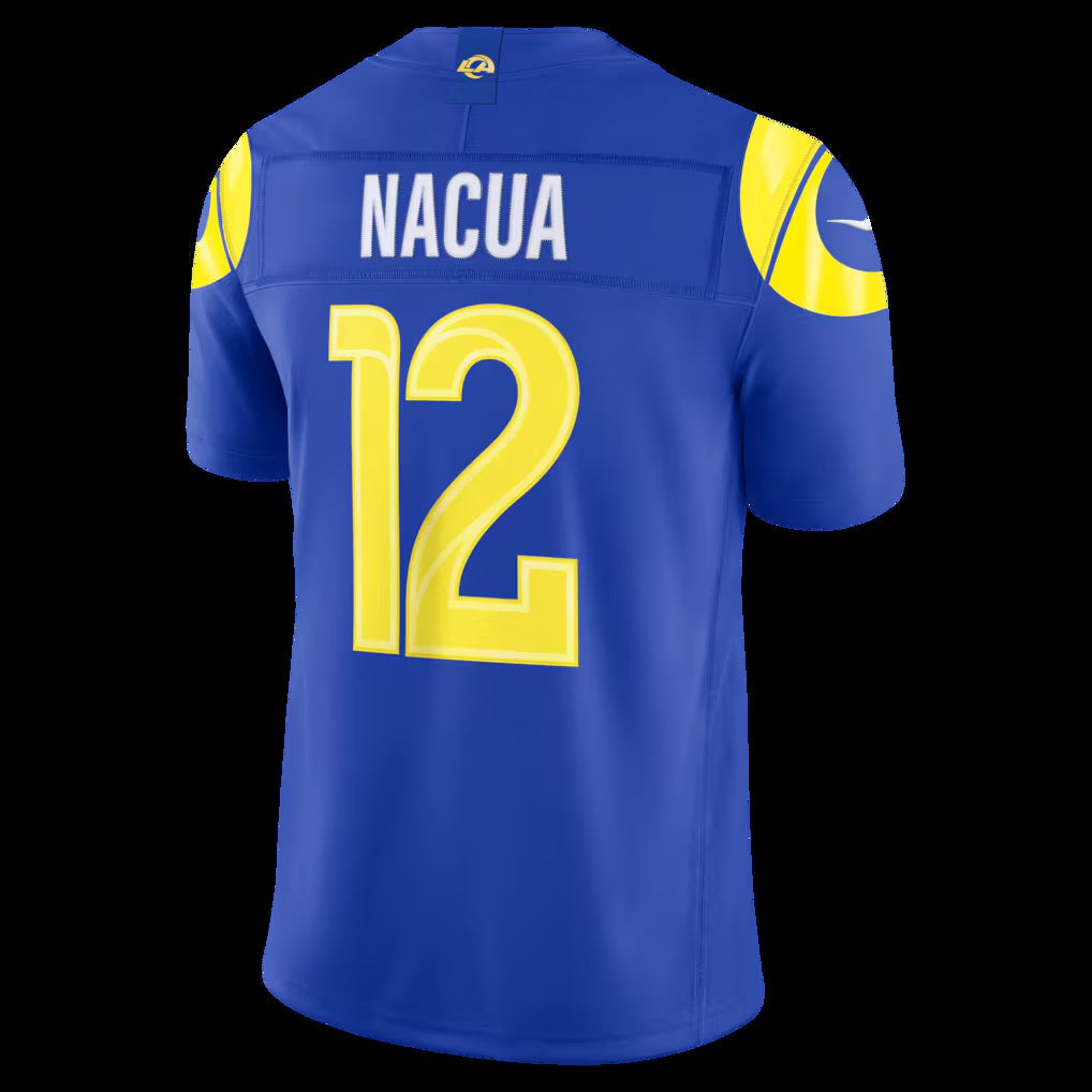 LA.Rams #12 Puka Nacua Royal Vapor F.U.S.E. Sewn Down Limited Stitched Football American Jersey - Main View