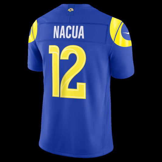 LA.Rams #12 Puka Nacua Royal Vapor F.U.S.E. Sewn Down Limited Stitched Football American Jersey - Main View