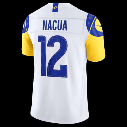 LA.Rams #12 Puka Nacua White Vapor F.U.S.E. Sewn Down Limited Stitched Football American Jersey - Main View
