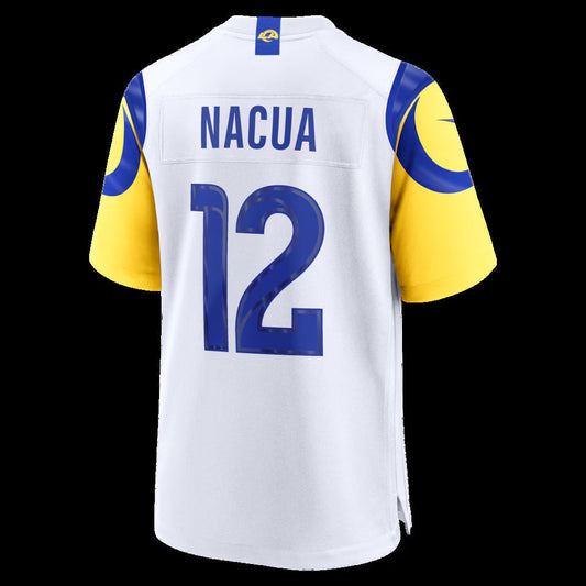 LA.Rams #12 Puka Nacua White White Game Player Stitched Football American Jersey - Main View