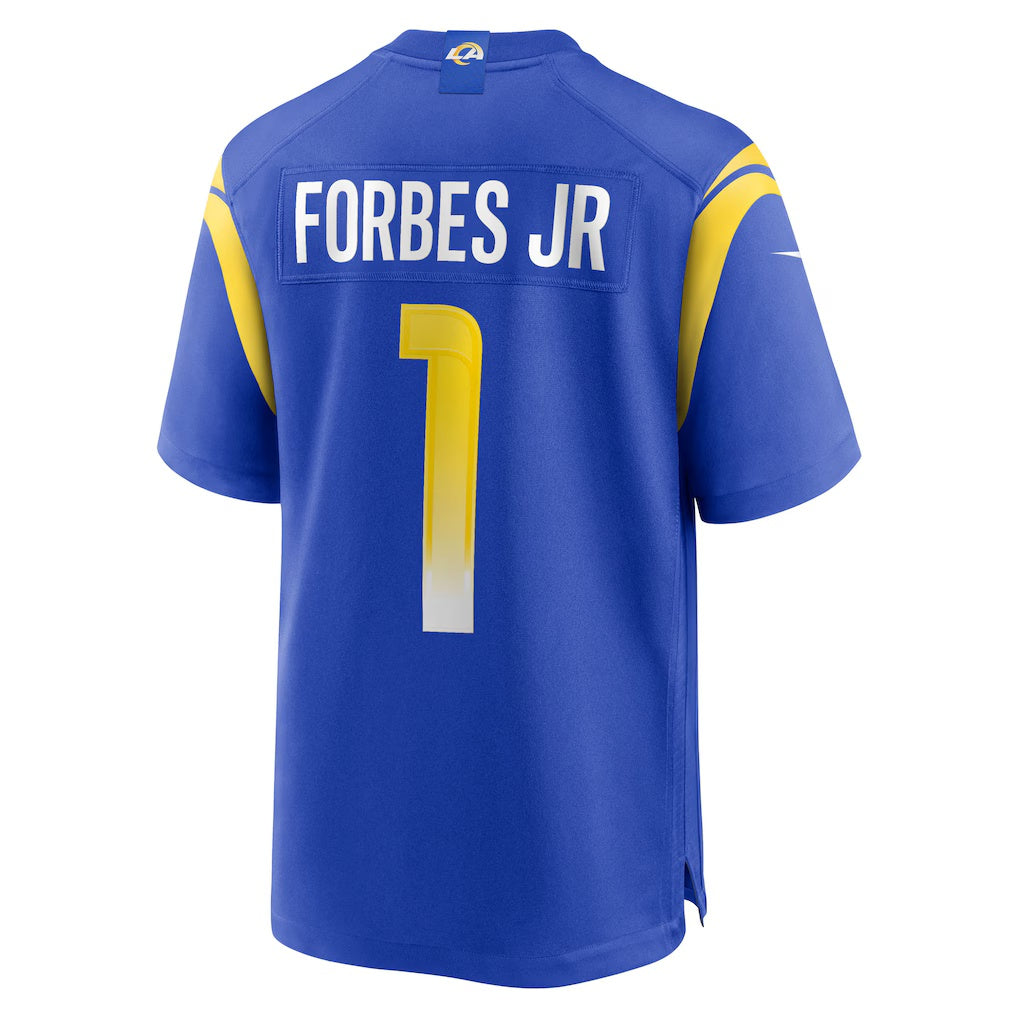LA.Rams #1 Emmanuel Forbes Jr. Royal Team Game Stitched American Football Jerseys - Main View