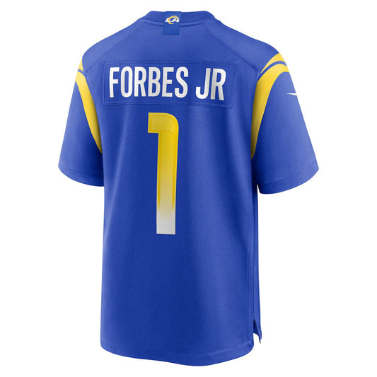 LA.Rams #1 Emmanuel Forbes Jr. Royal Team Game Stitched American Football Jerseys - Main View