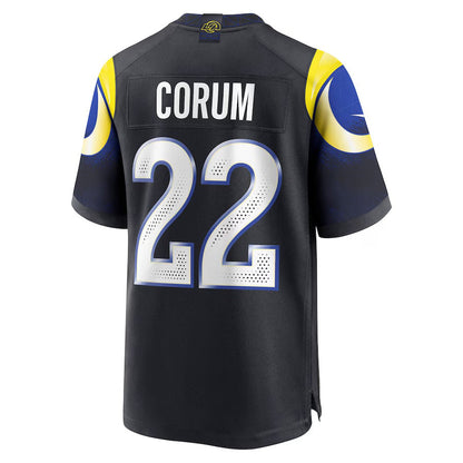 LA.Rams #22 Blake Corum 2025 Rivalries Collection Game Jersey - Midnight Blue Stitched American Football Jerseys - Main View