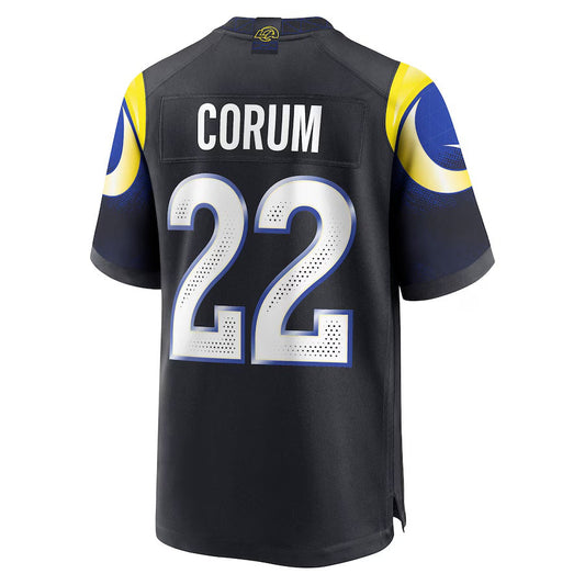 LA.Rams #22 Blake Corum 2025 Rivalries Collection Game Jersey - Midnight Blue Stitched American Football Jerseys - Main View
