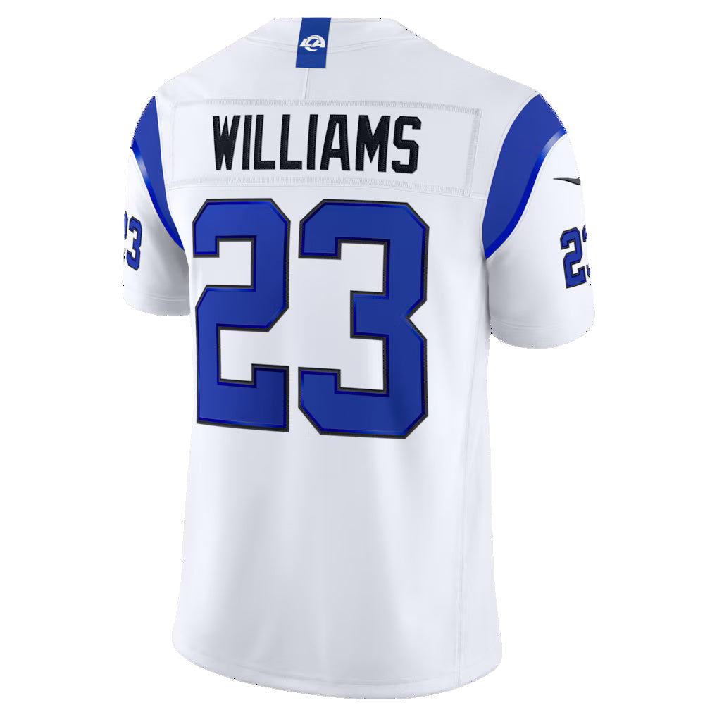 LA.Rams #23 Kyren Williams Fearsome White Vapor F.U.S.E. Stitched Limited Football Jersey - Main View